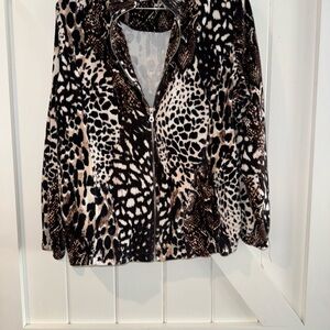 Alfred Dunner Animal Print Zip-Up Hoodie